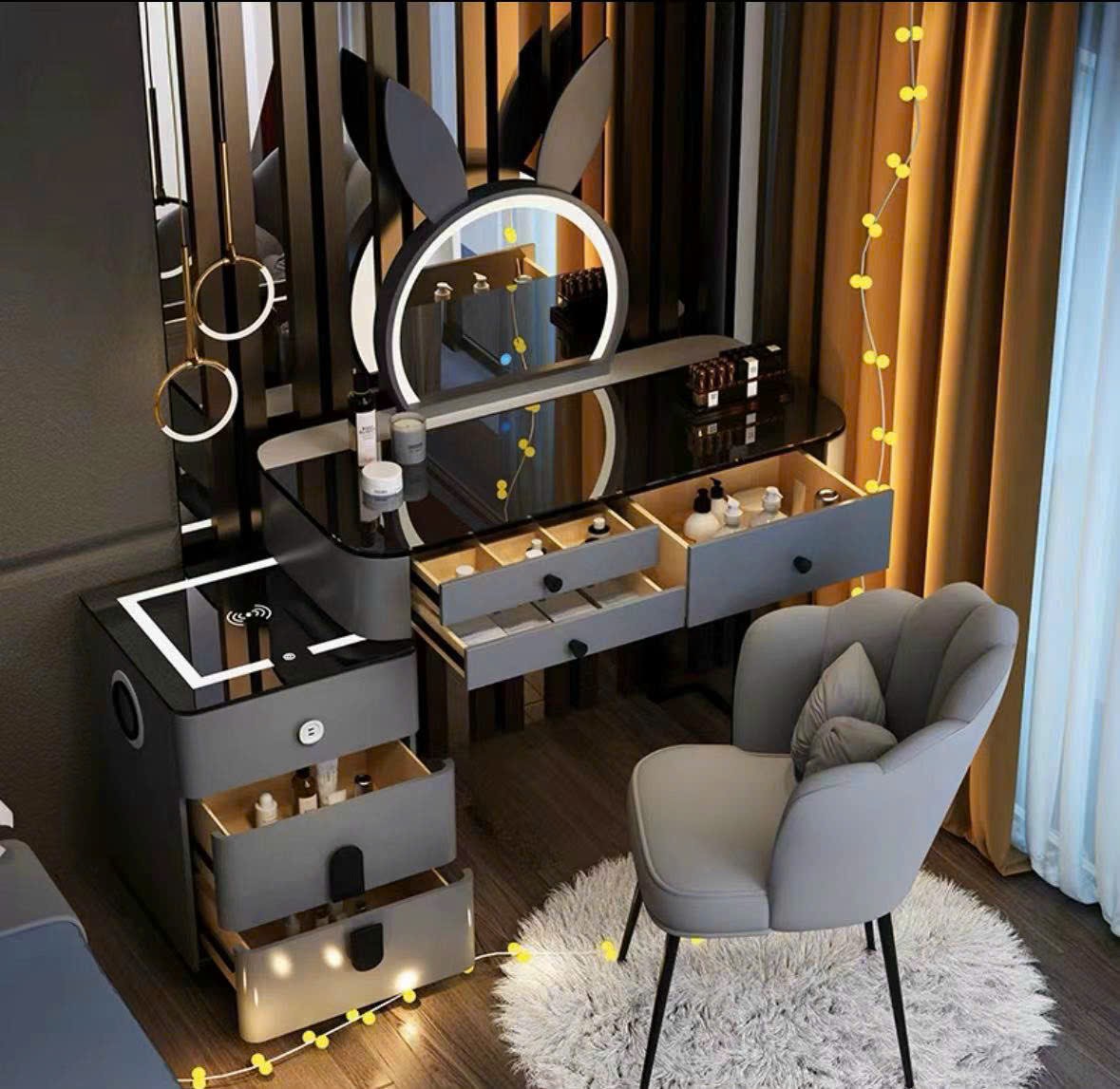 Bộ bàn phấn tai thỏ nhập khẩu hiện đại | ABP006