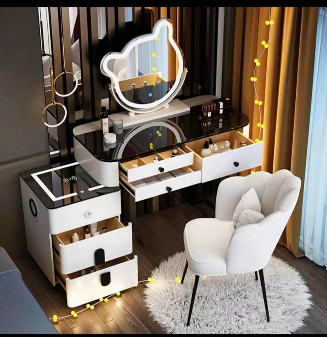 Bộ bàn phấn tai gấu nhập khẩu hiện đại | ABP005