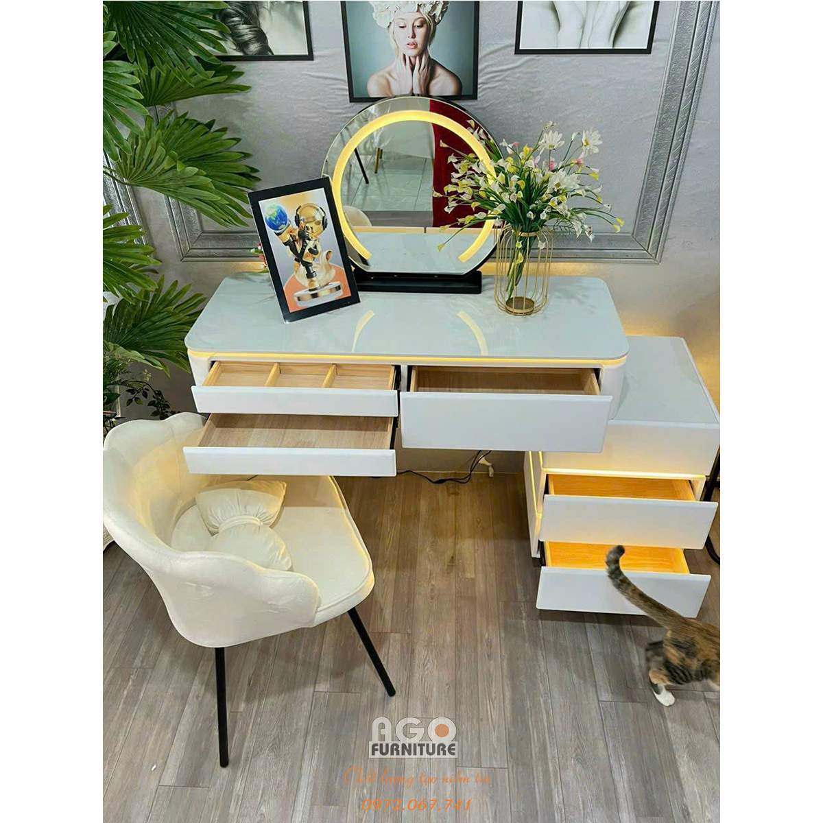 Bộ bàn phấn nhập khẩu hiện đại | ABP009