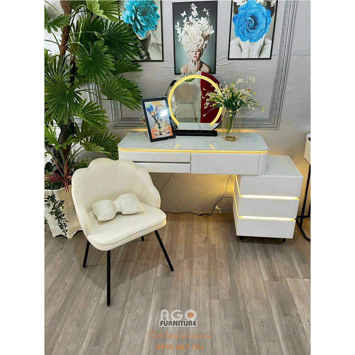 Bộ bàn phấn nhập khẩu hiện đại | ABP009