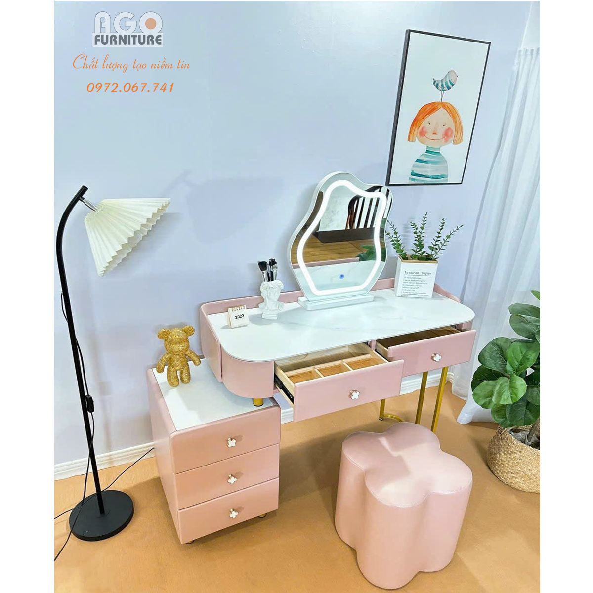 Bộ bàn phấn nhập khẩu hiện đại | ABP30