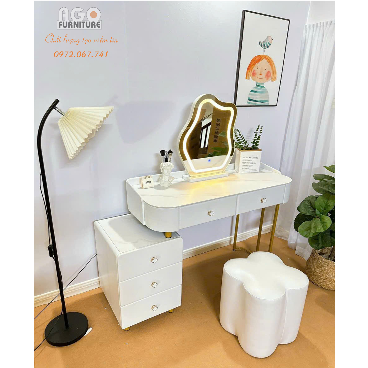 Bộ bàn phấn nhập khẩu hiện đại | ABP30