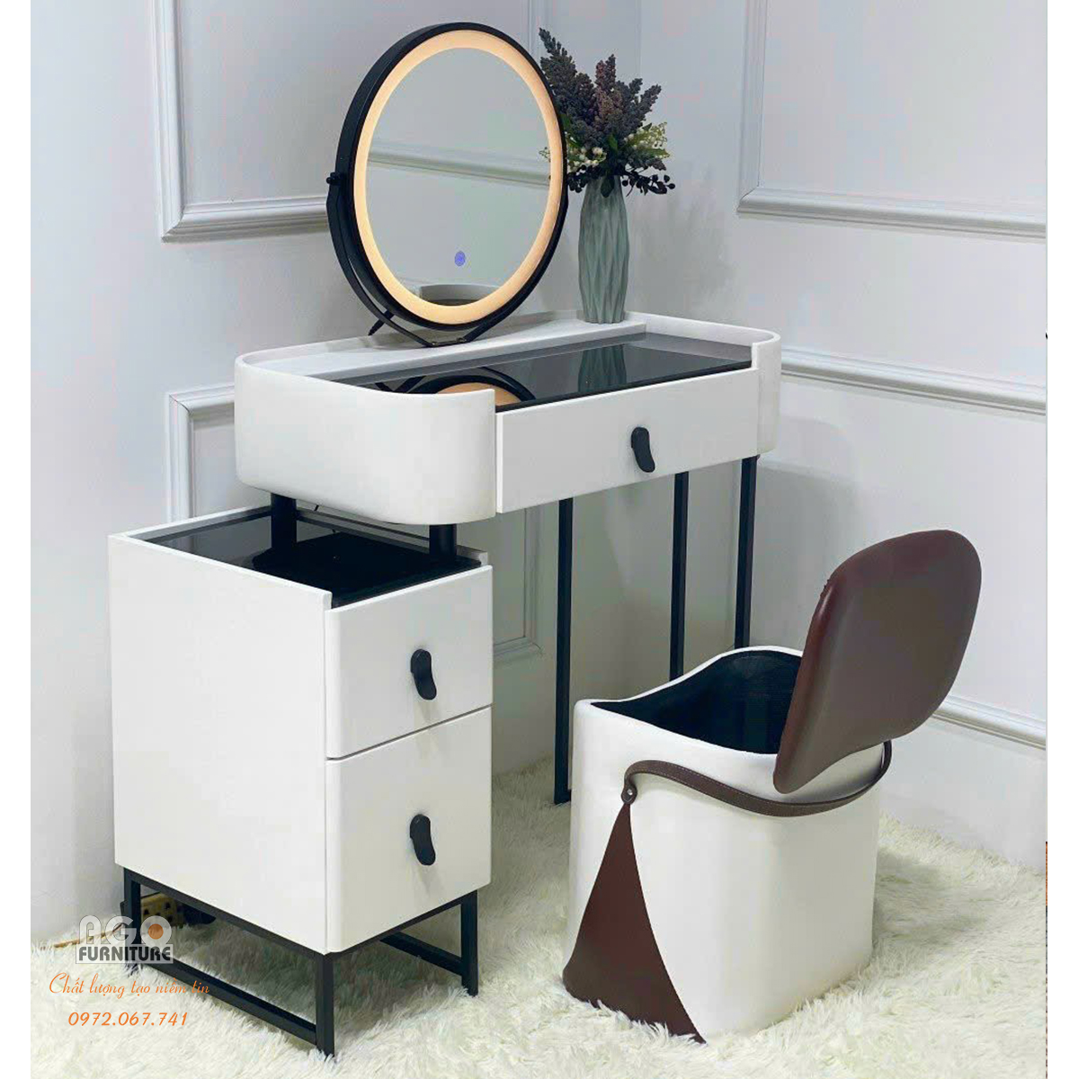 Bộ bàn trang điểm, bàn phấn  nhập khẩu cao cấp sang trọng | ABP21