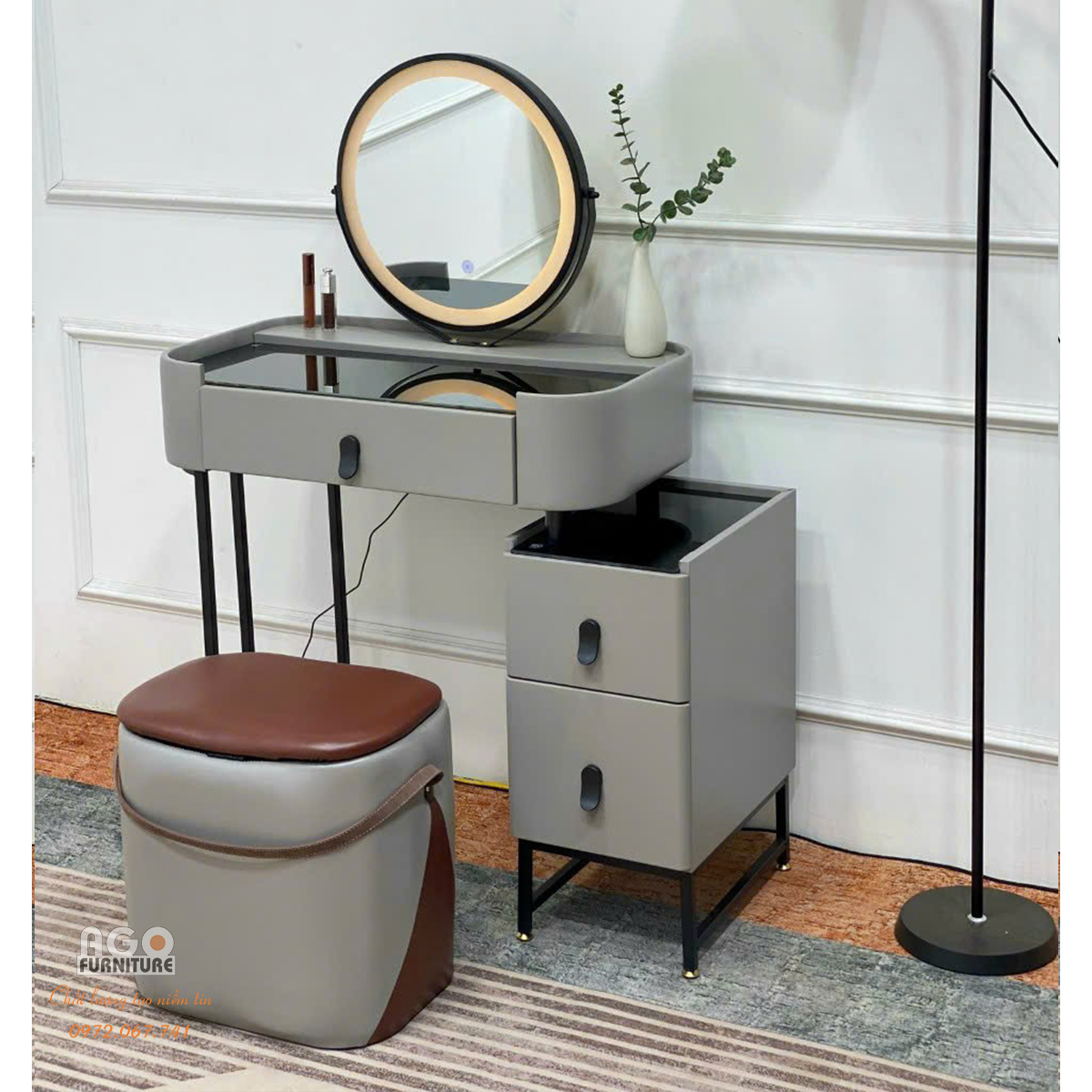 Bộ bàn trang điểm, bàn phấn  nhập khẩu cao cấp sang trọng | ABP21