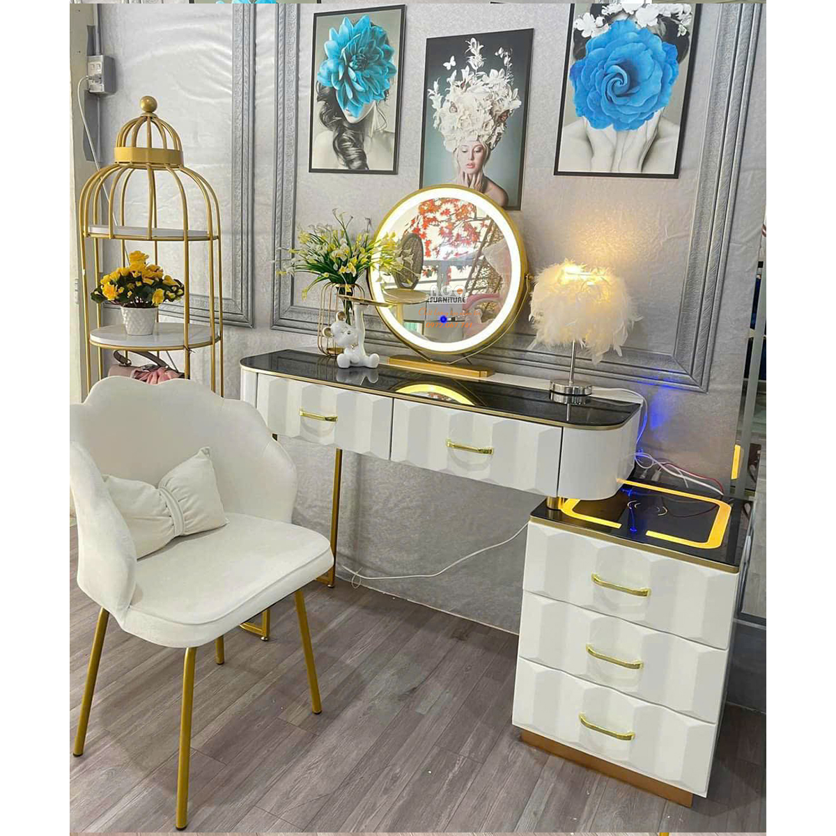 Bộ bàn trang điểm phong cách Châu Âu nhẹ nhàng, sang trọng | ABP17