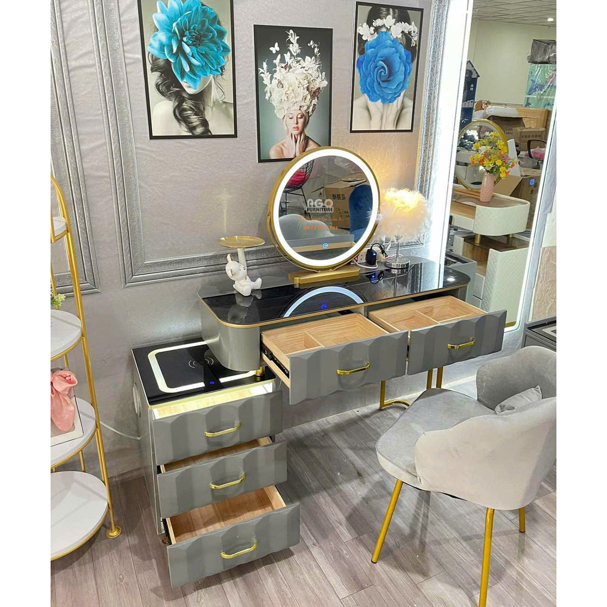 Bộ bàn trang điểm phong cách Châu Âu nhẹ nhàng, sang trọng | ABP17