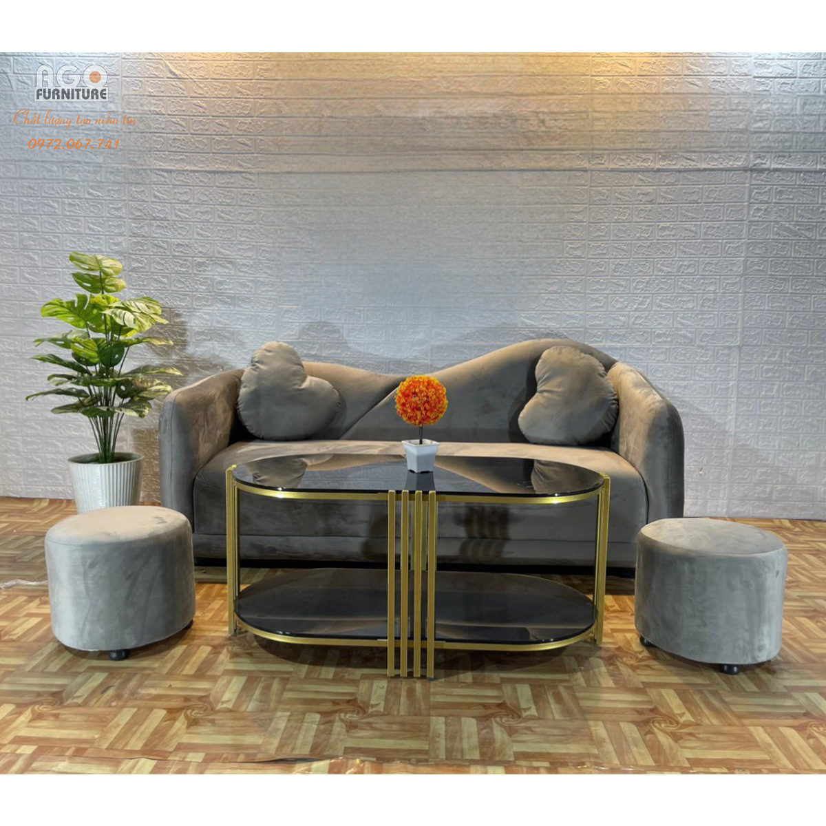 Combo Sofa Malaysia 180 kết hợp bàn trà Oval- 3S | PK-01