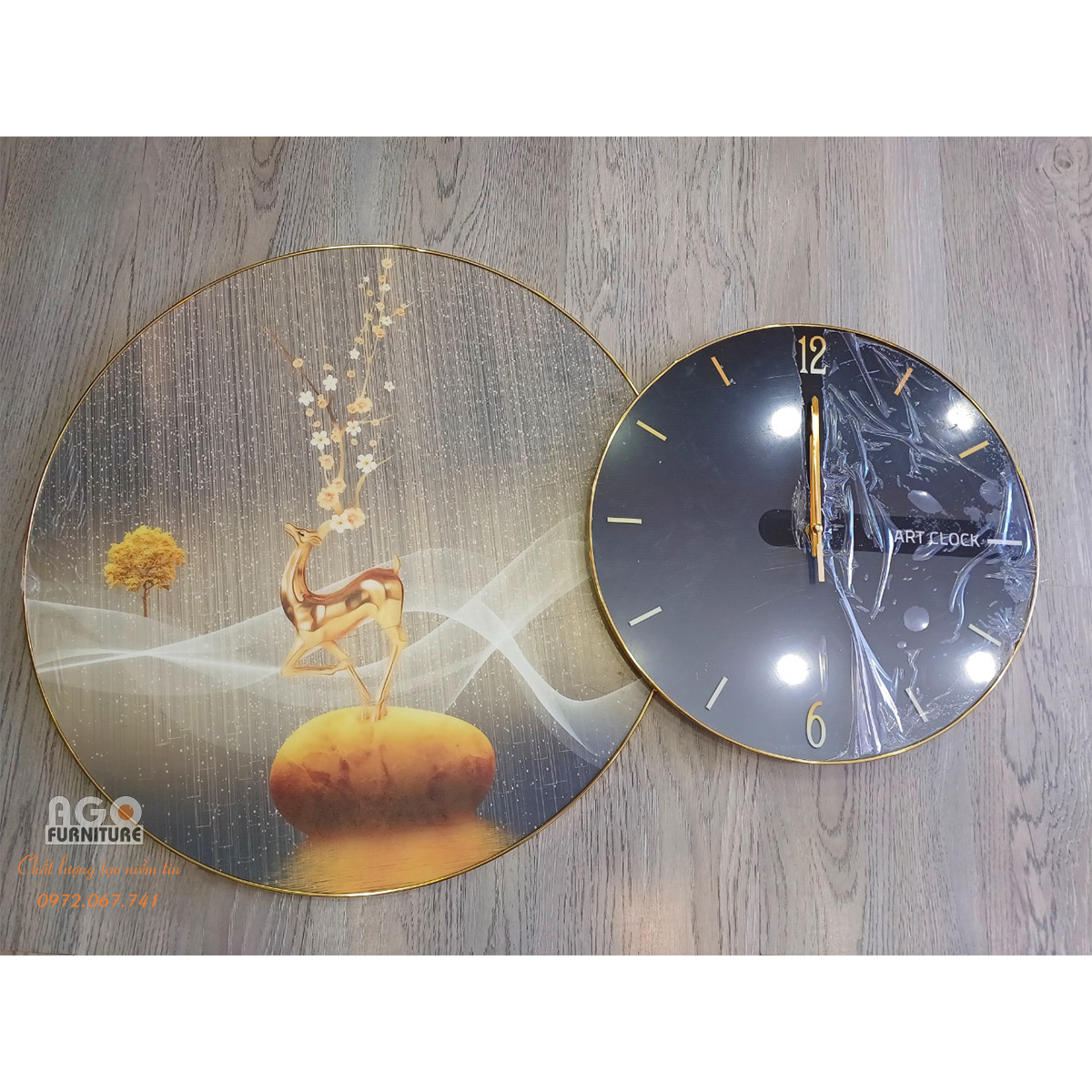 Đồng hồ phòng khách kết hợp tranh trang trí