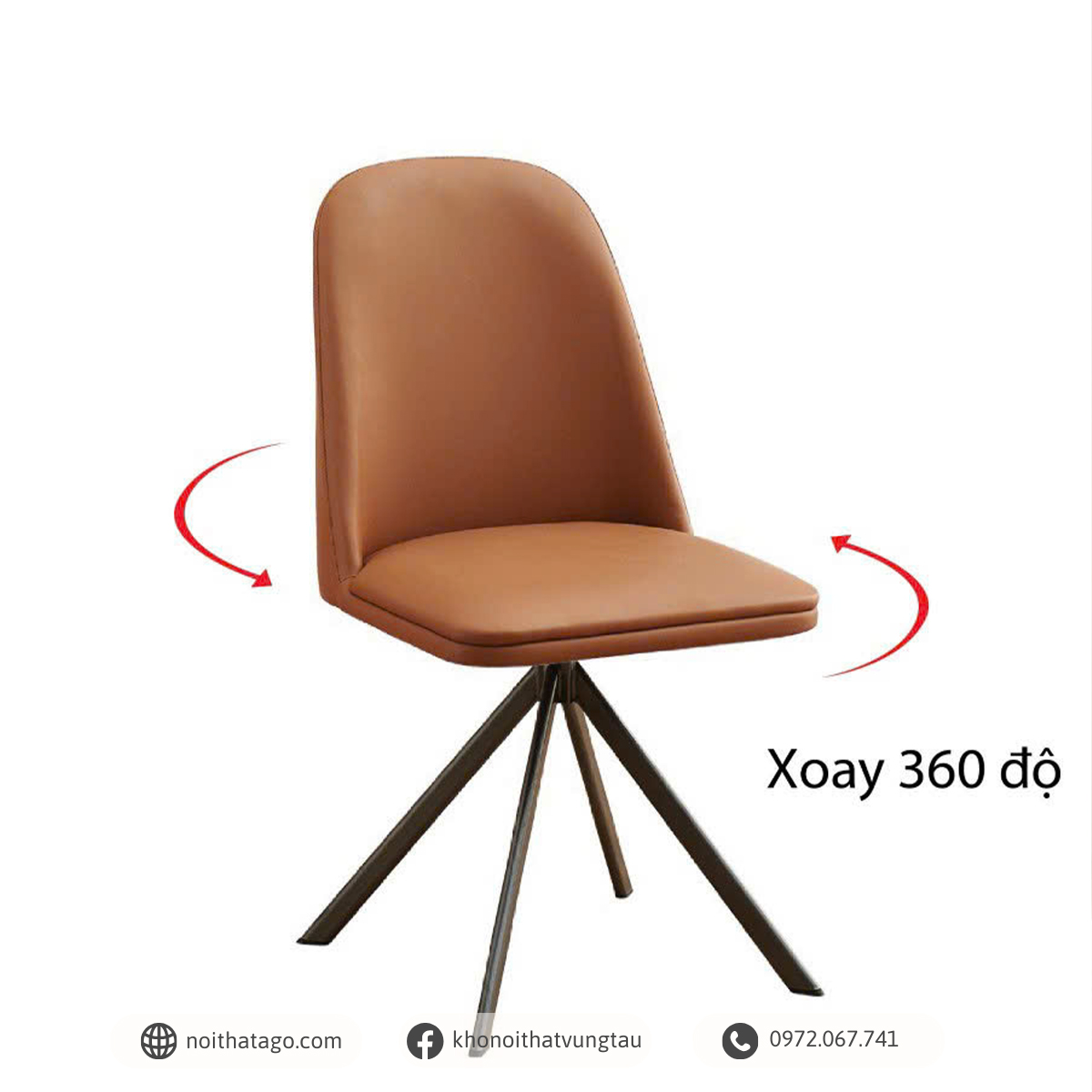 Ghế ăn bọc da chân xoay tròn 360 độ