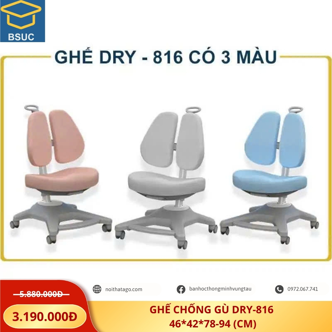 Ghế chống gù dành cho học sinh cố định tư thế ngồi chuẩn DRY-816