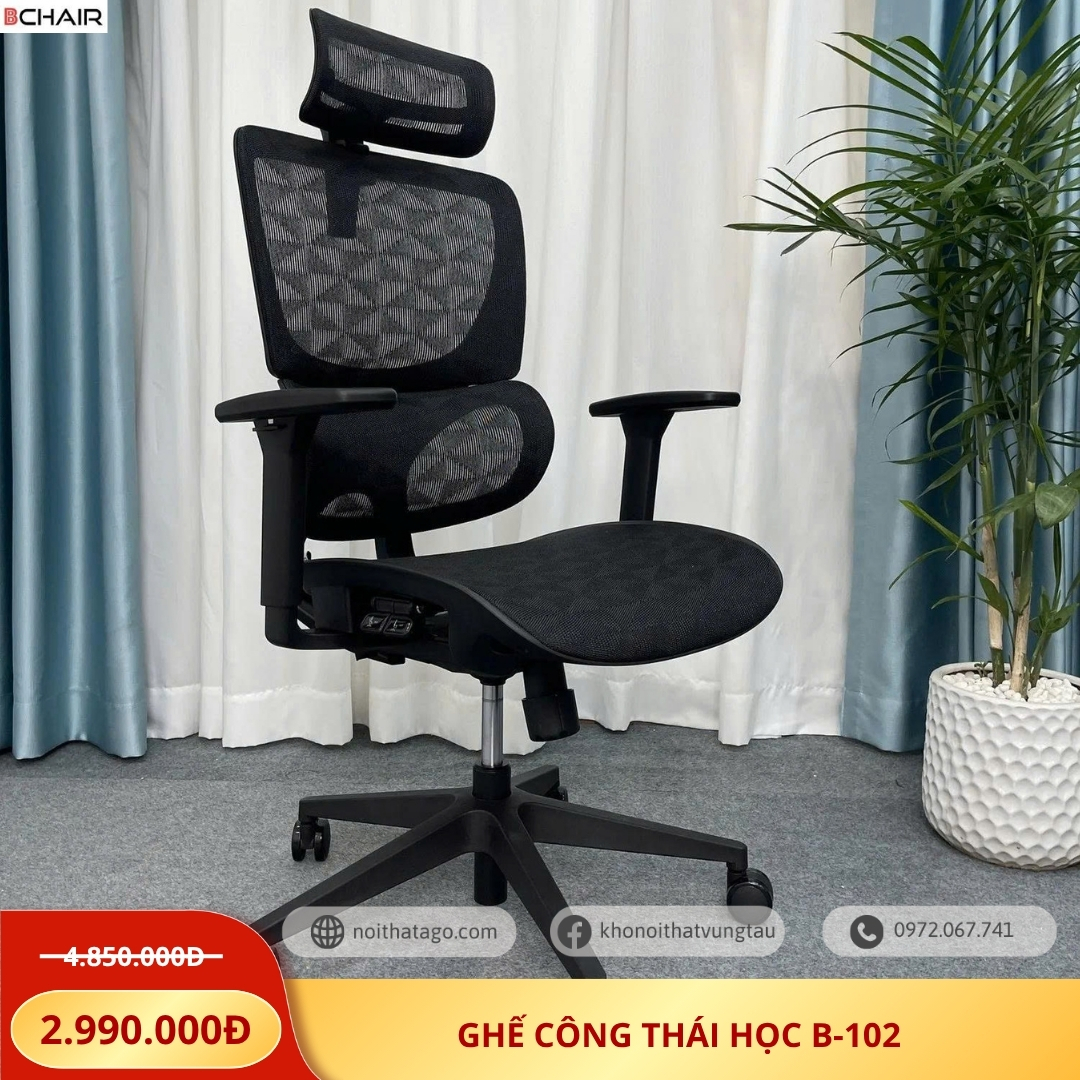 Ghế công thái học B-102, ghế xoay văn phòng