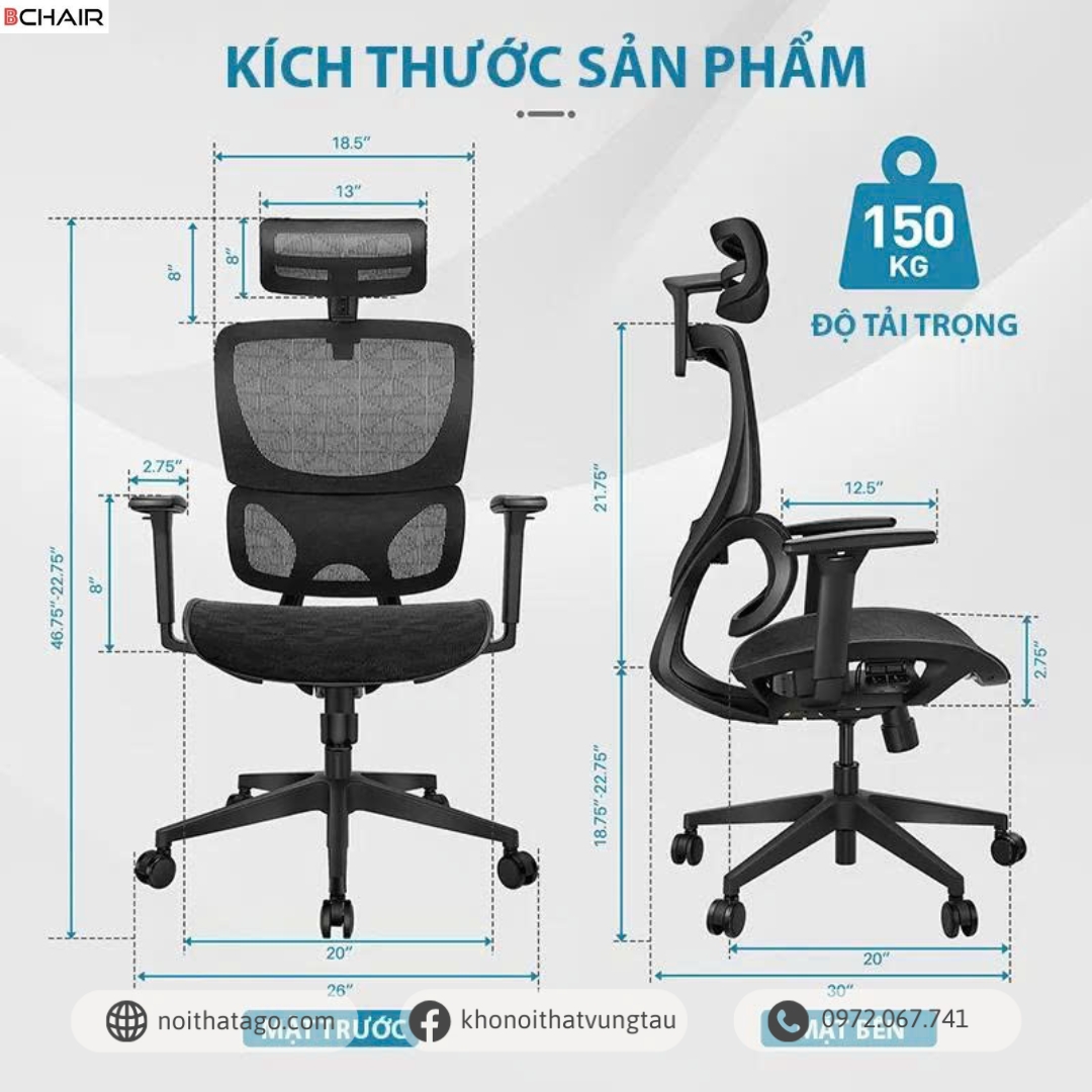 Ghế công thái học B-102, ghế xoay văn phòng