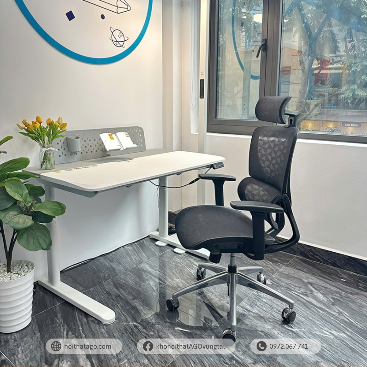 Ghế công thái học Ergonomic chair BC-102B chân nhôm đúc nguyên khối