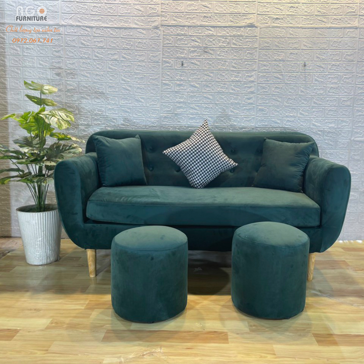 Ghế sofa kết hợp 2 đôn | PK-02