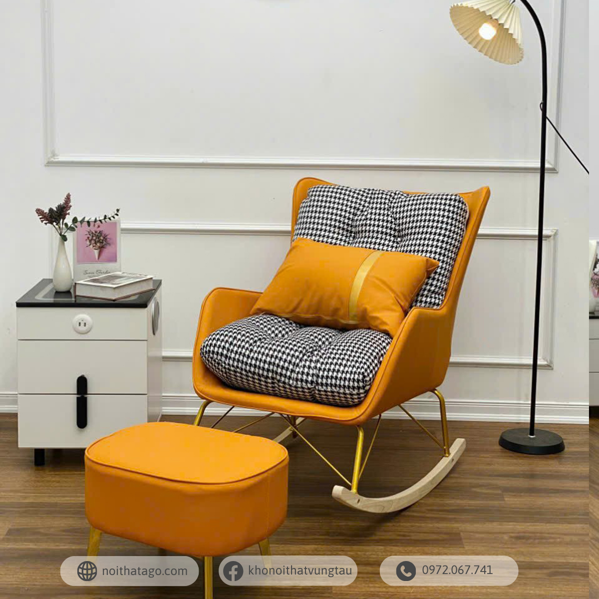 Ghế sofa thư giãn phong cách Bắc Âu kèm đôn | GKA-04