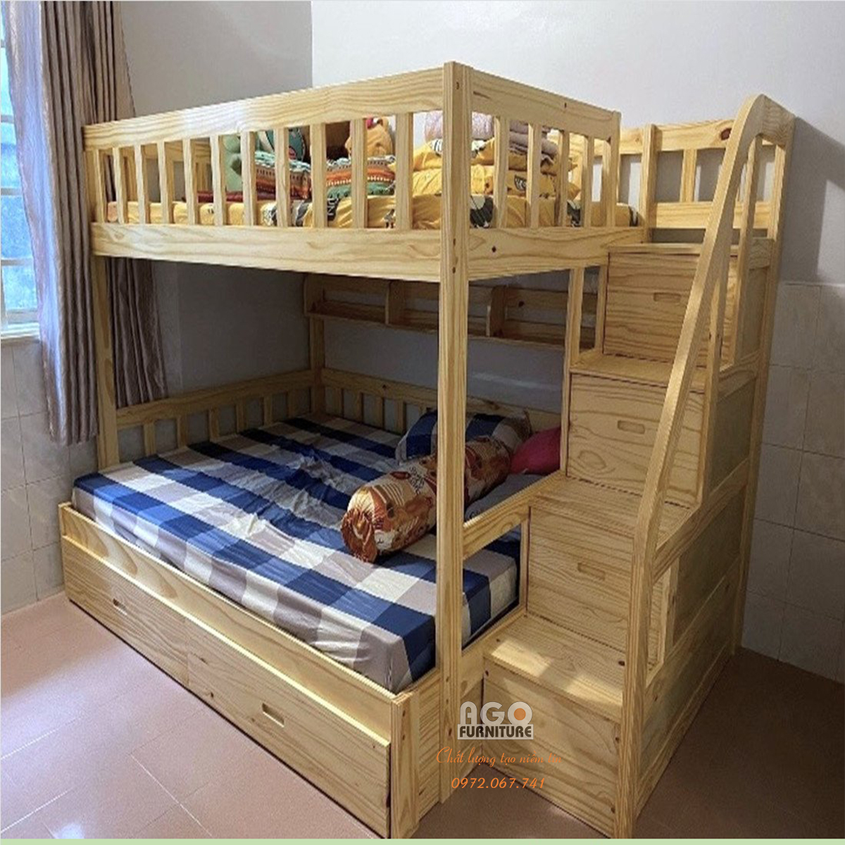 Giường 2 tầng cao cấp AGO-BEN026