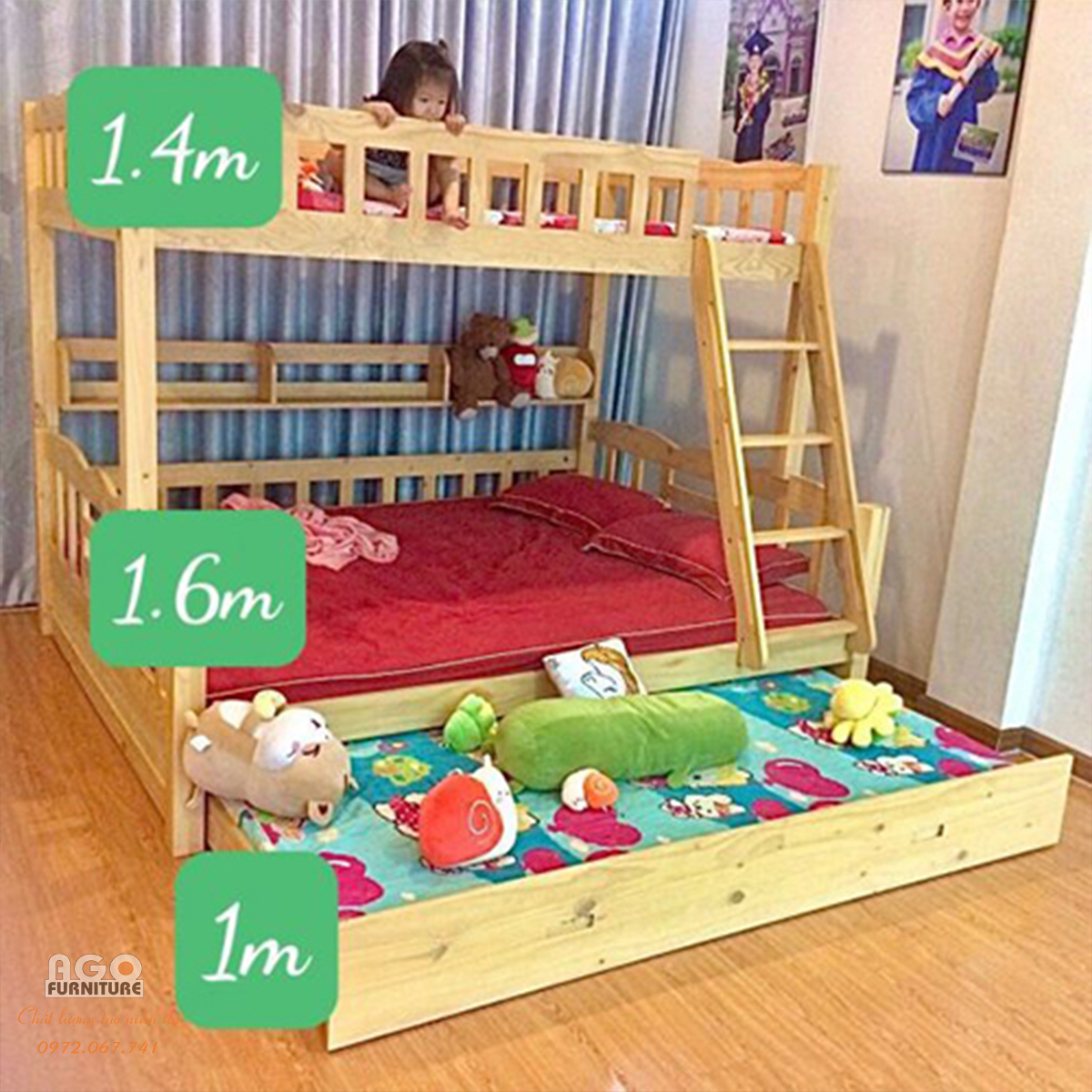 Giường 2 tầng cao cấp AGO-BUN046