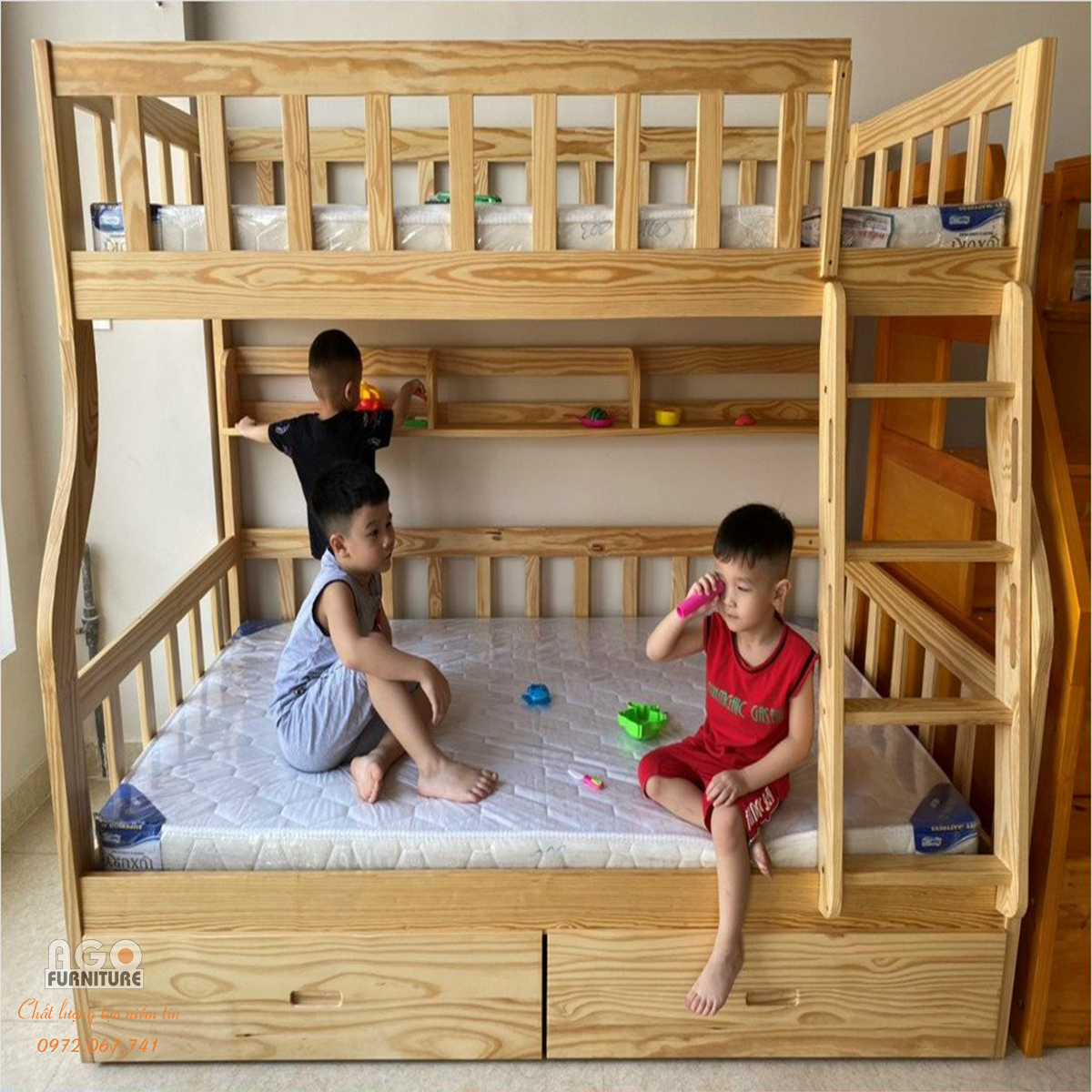 Giường 2 tầng cao cấp AGO-LUX024