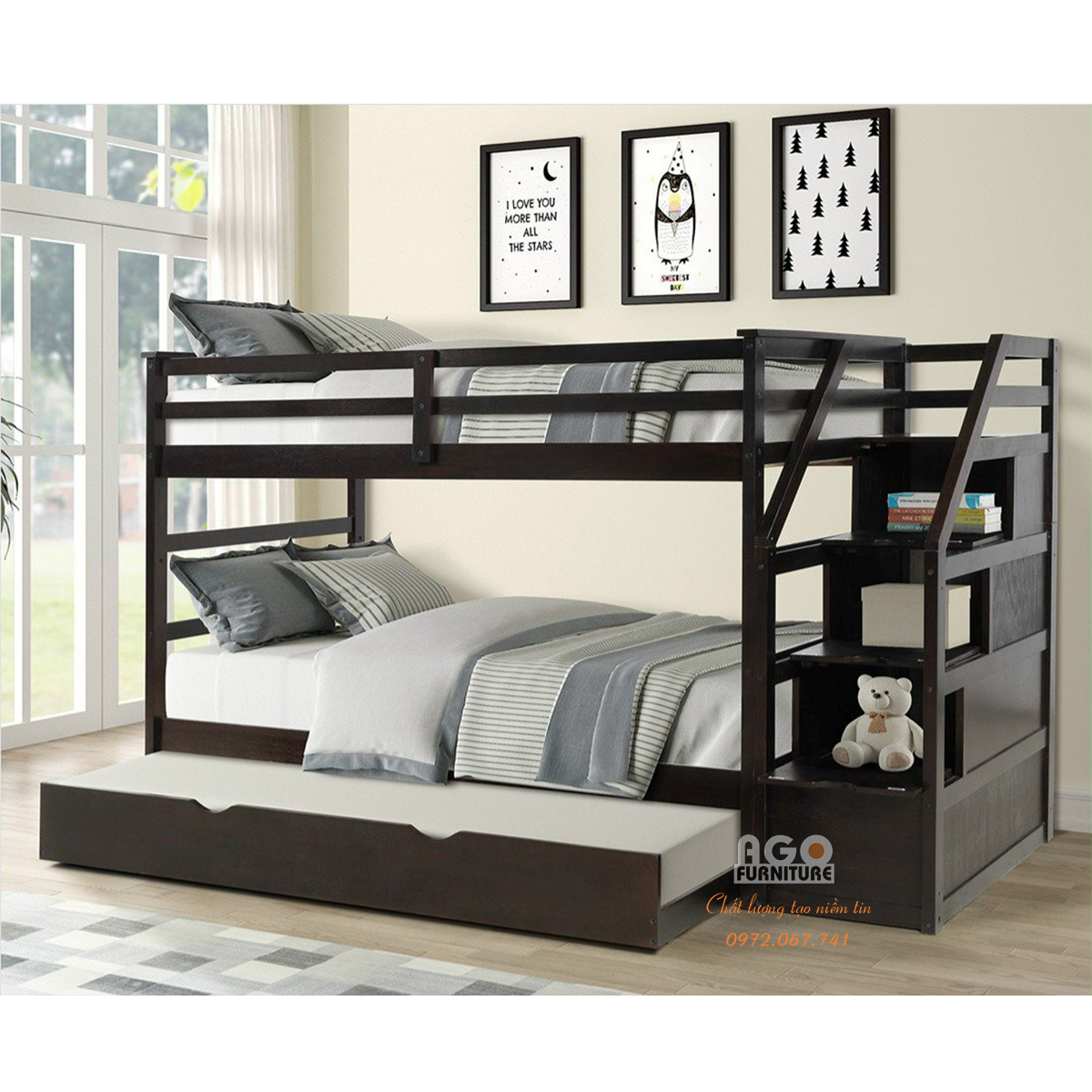 Giường 3 tầng xuất khẩu AGO-165
