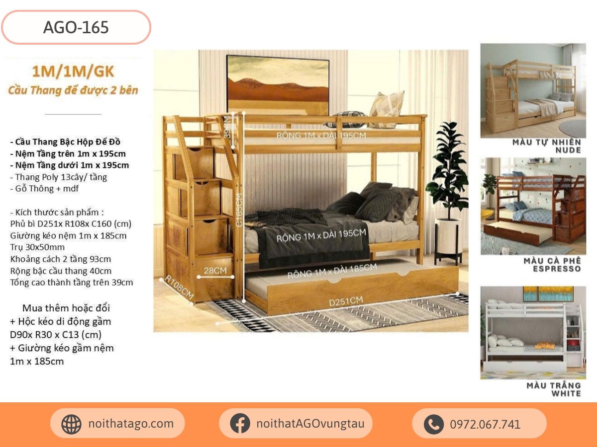 Giường 3 tầng xuất khẩu | AGO-165