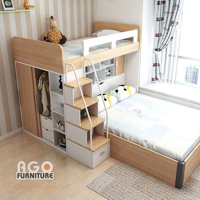 Giường ngủ 2 tầng thiết kế theo phong cách hiện đại | AGO-KID-GT12