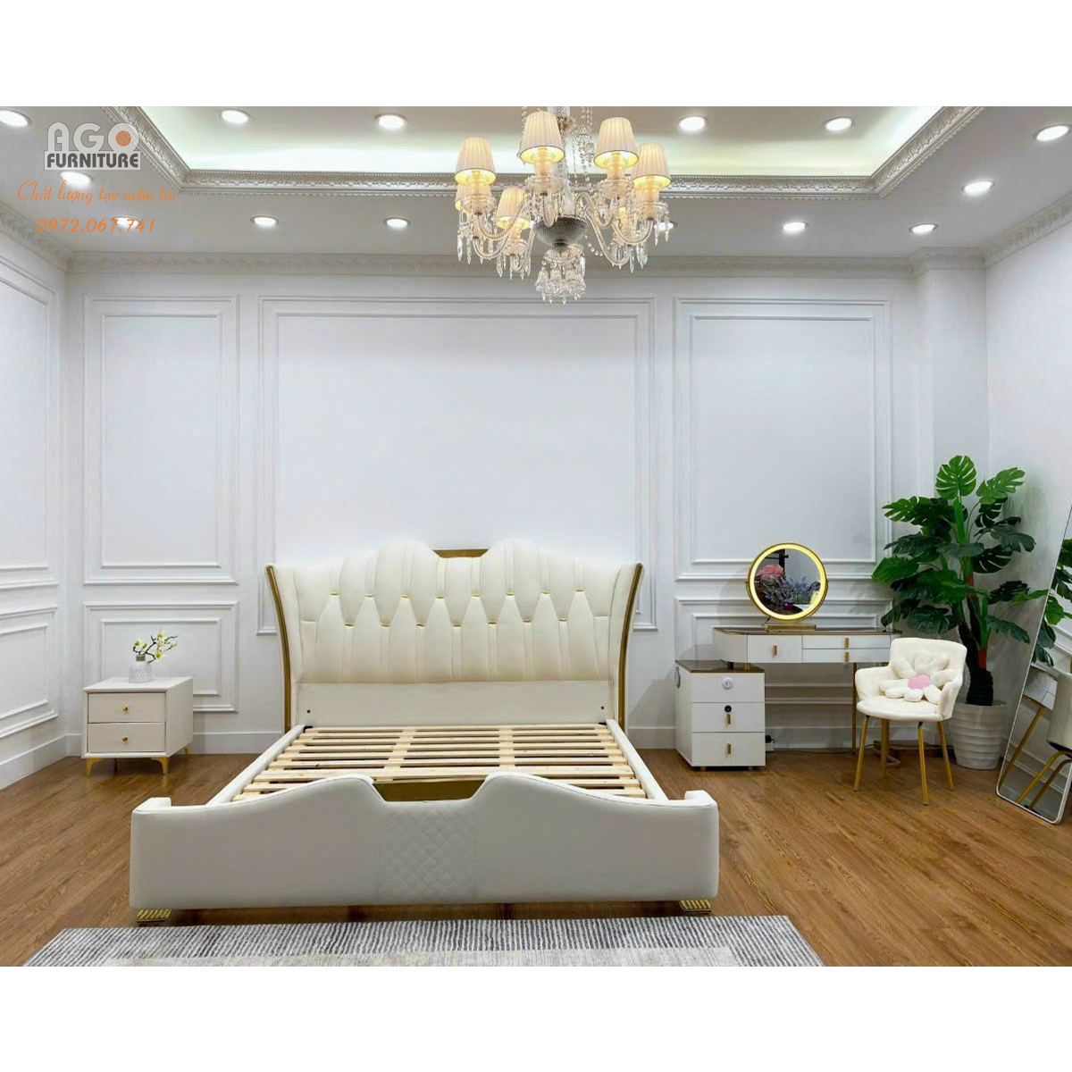 Giường ngủ bọc da m8 - Hàng nhập khẩu