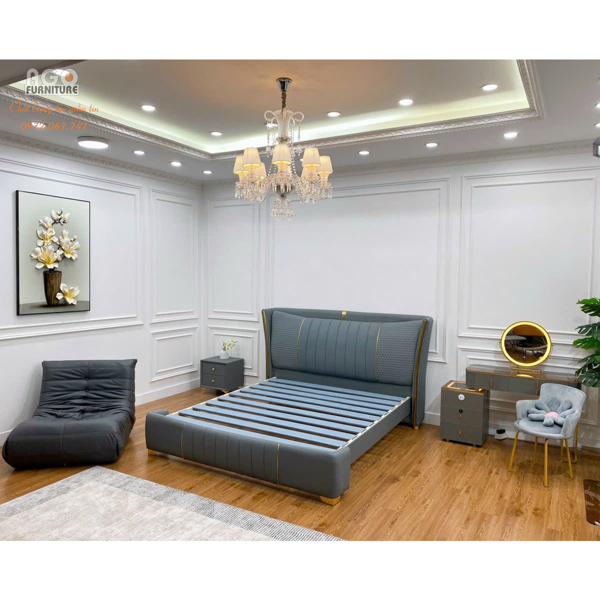 Giường ngủ bọc da m8 - Hàng nhập khẩu