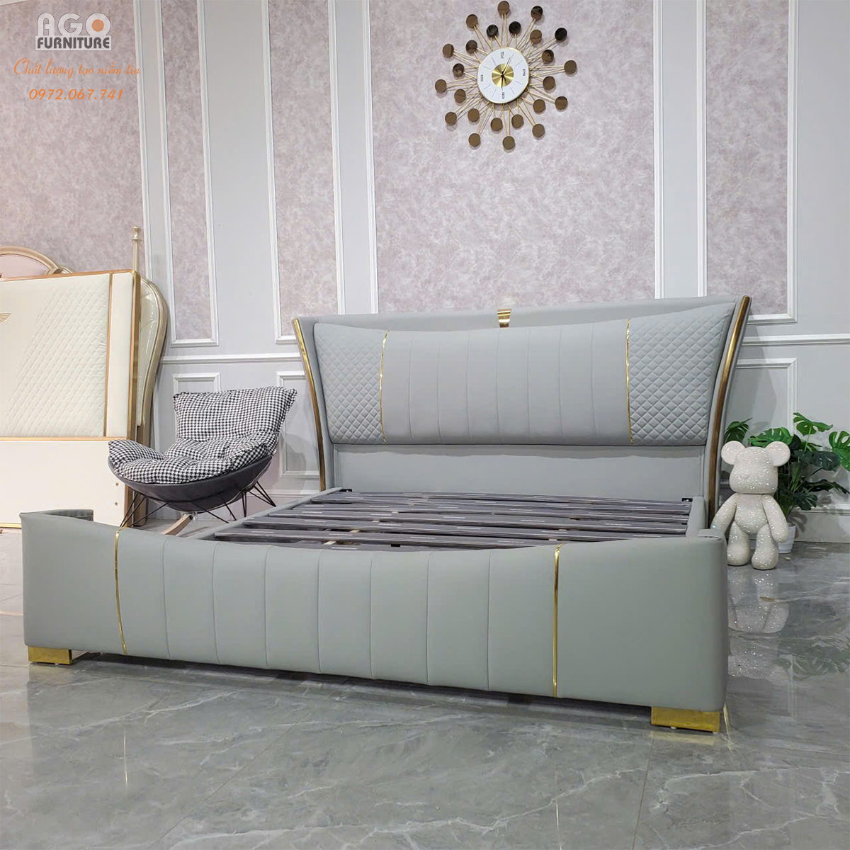 Giường hiện đại bọc da cao cấp hàng nhập khẩu | GNNK-916