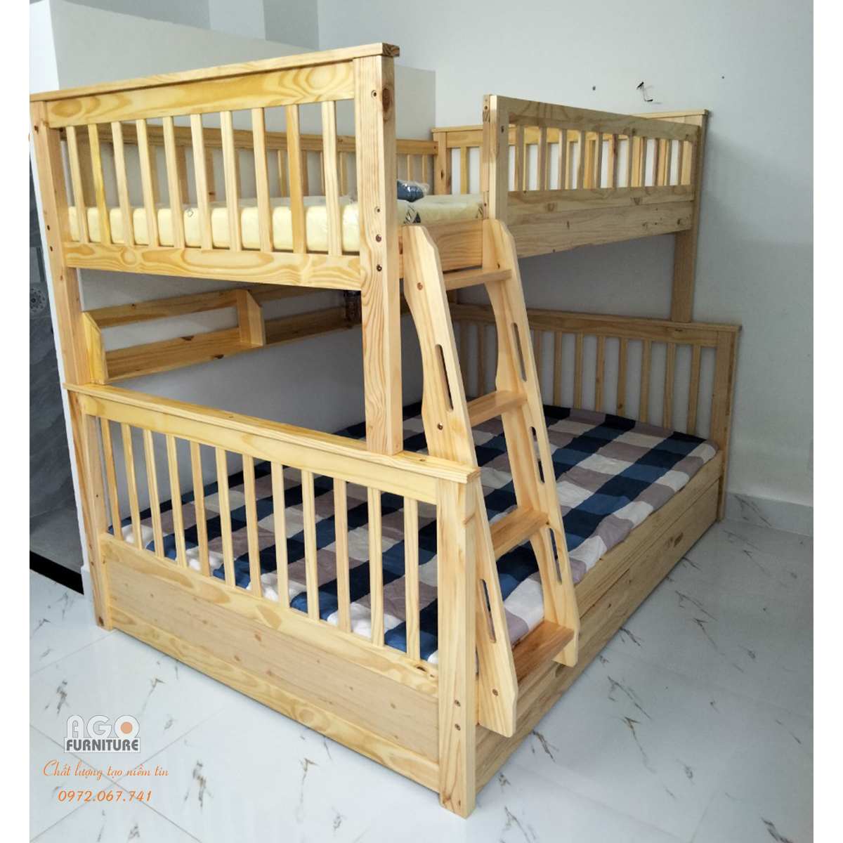 Giường tầng cao cấp HAPPY (1m2/1m4/2 hộc)