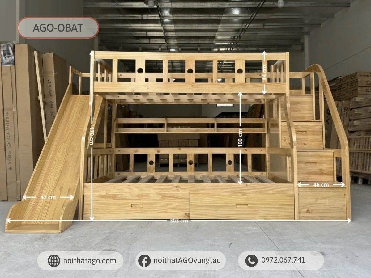 Giường tầng cao cấp có cầu trượt