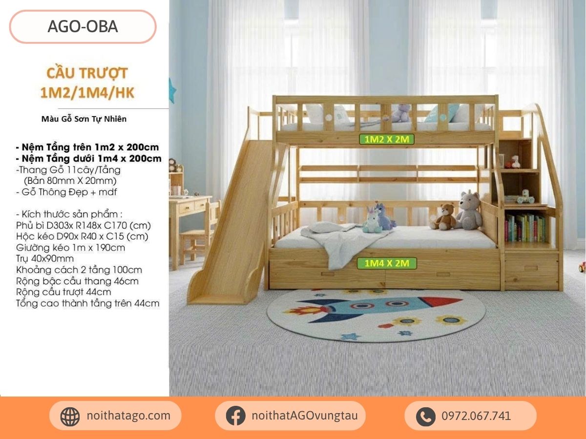 Giường tầng cao cấp có cầu trượt