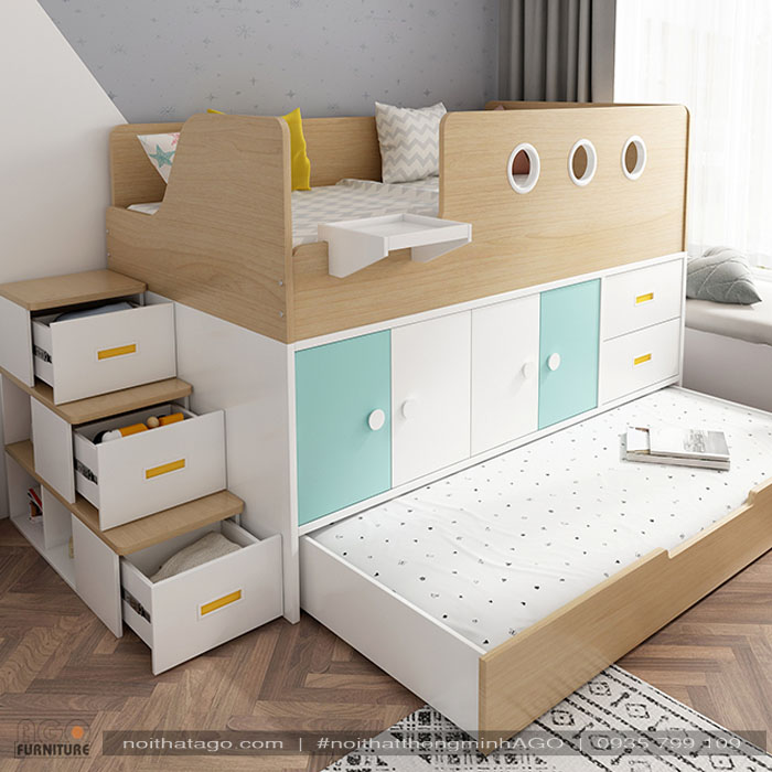 Giường tầng có góc lưu trữ cho bé | KID- GT- 50