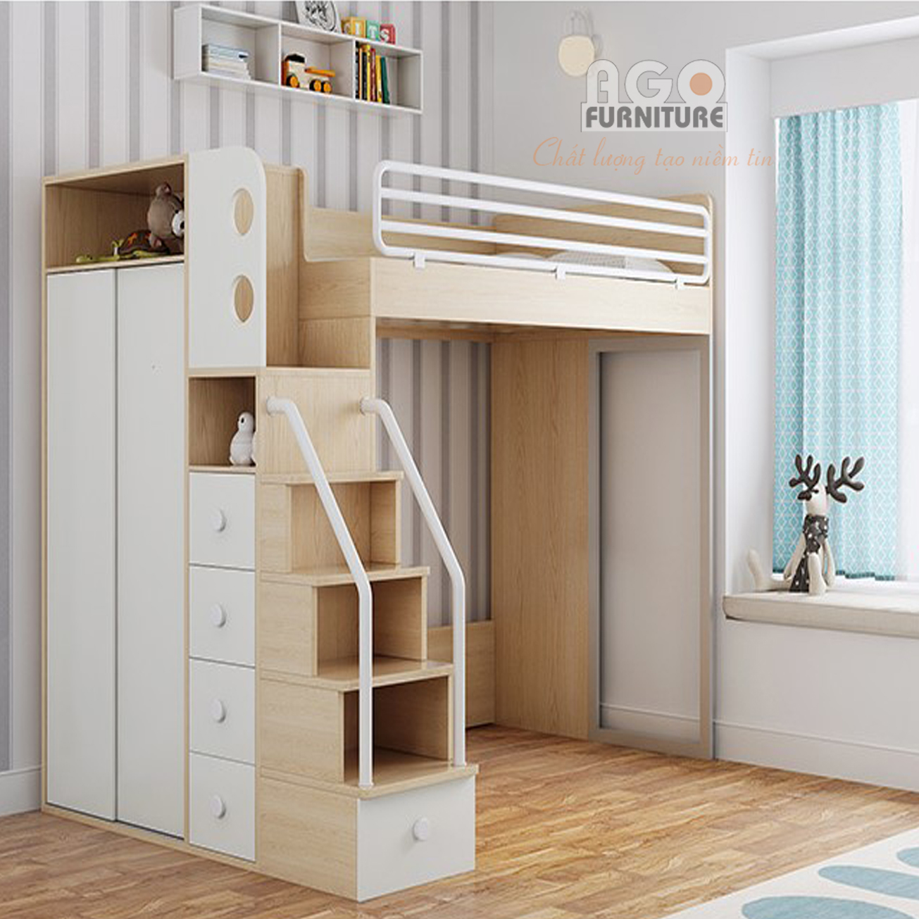Giường tầng đa năng hiện đại dành cho bé | AGO-KID-GT07