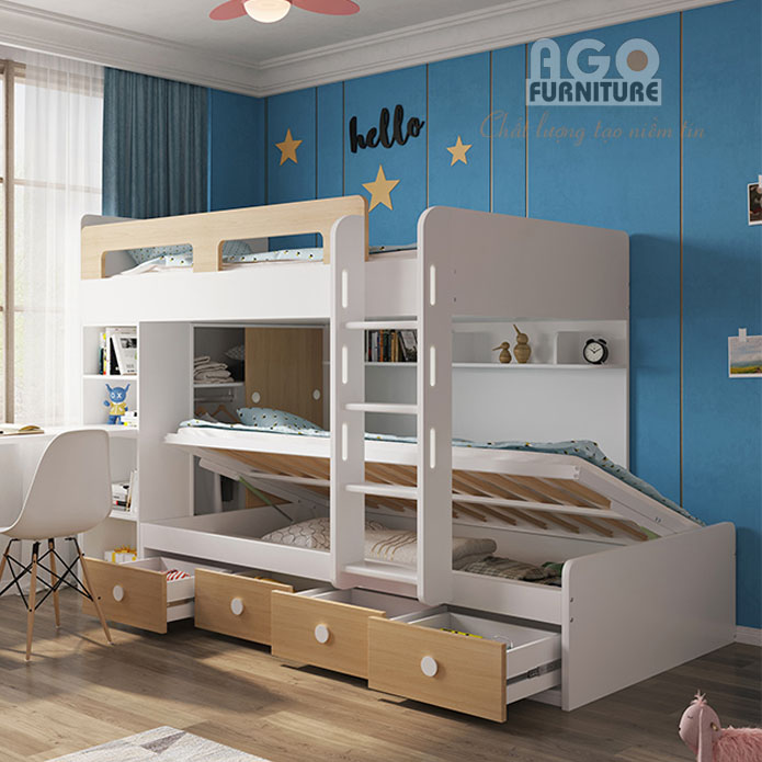 Giường tầng đa năng kết hợp bàn học cho bé | AGO-KID-GT41