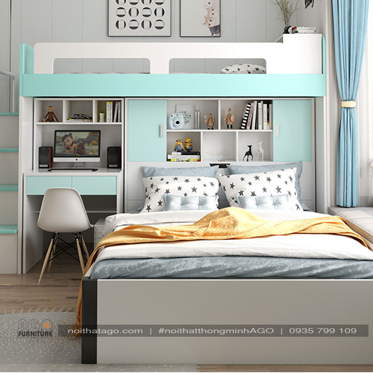 Giường tầng đa năng phối màu sáng | KID-GT-46