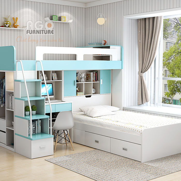 Giường tầng đơn kết hợp góc học tập | KID-GT-41