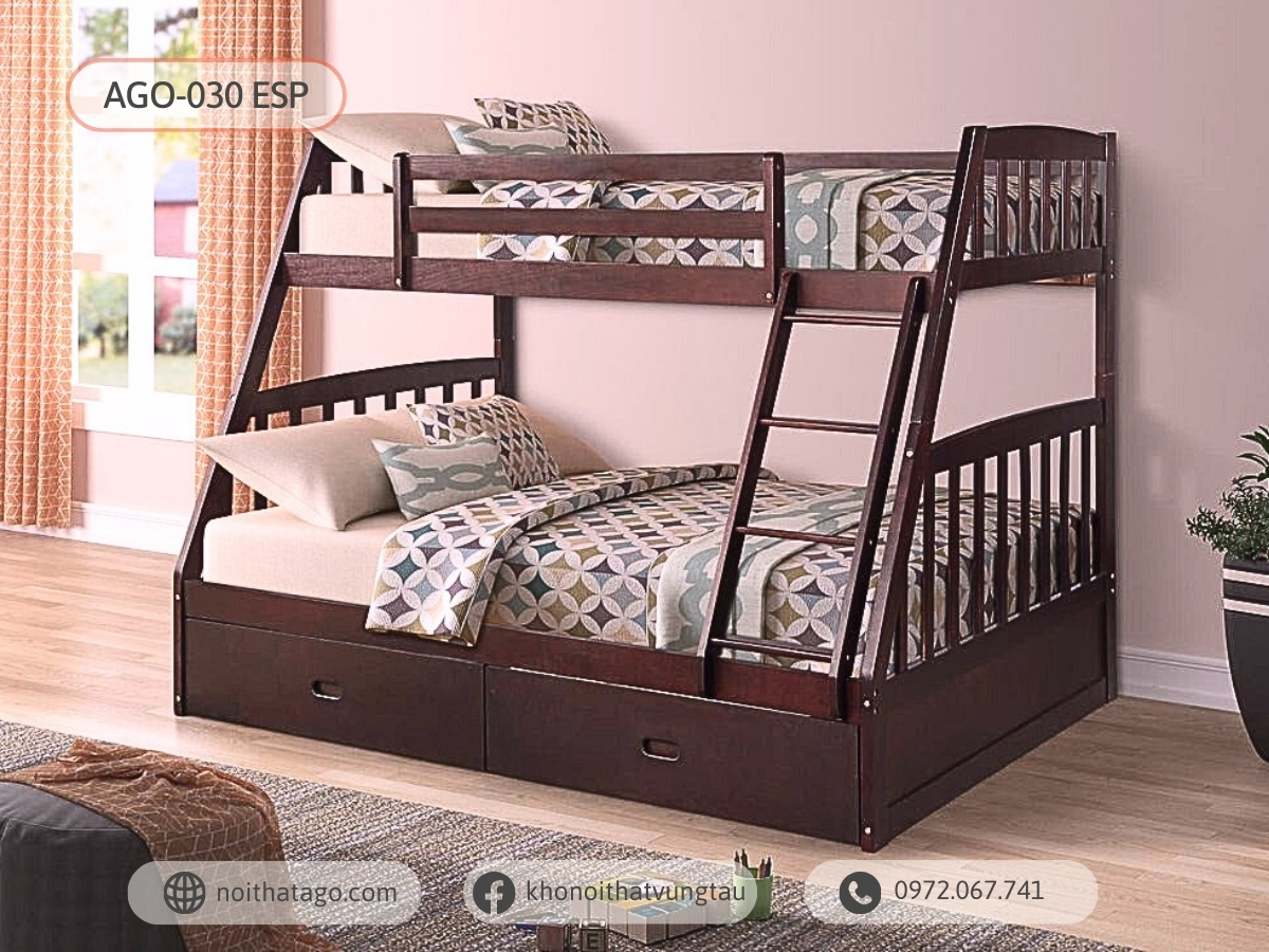 Giường tầng gỗ thông AGO-030 (1m0/1m4)