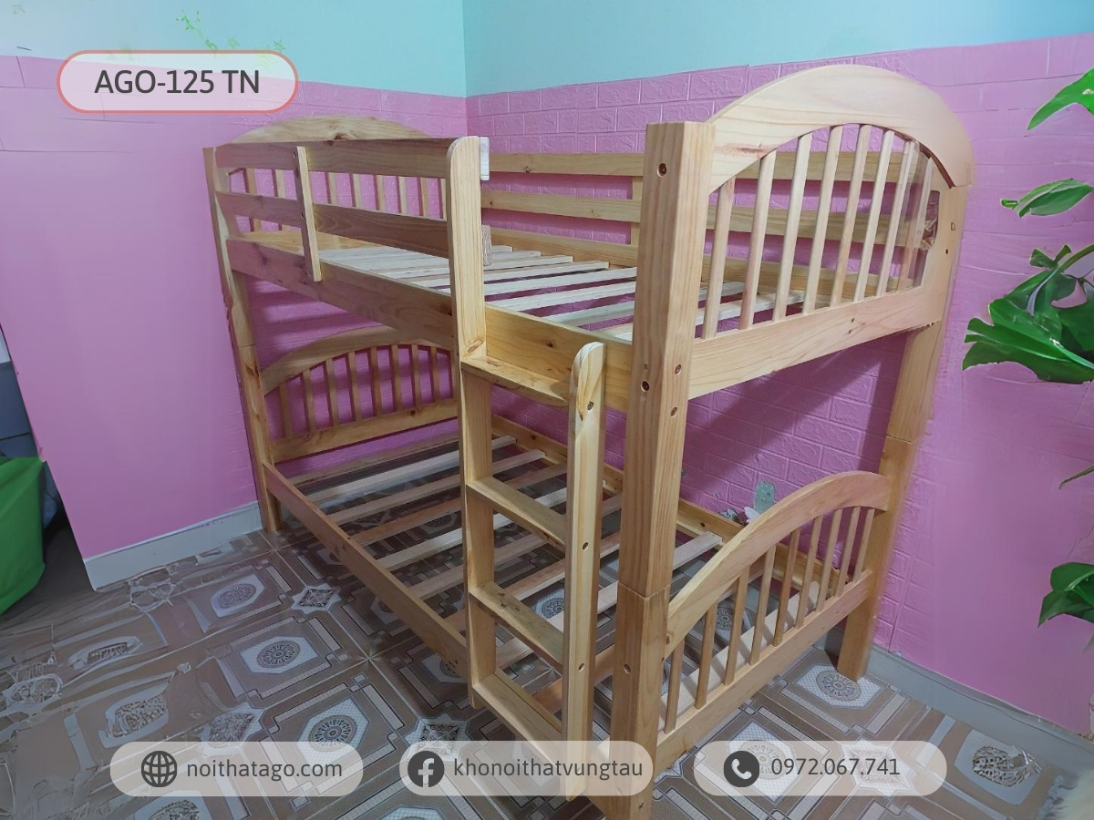 Giường tầng gỗ thông AGO-125 (1m0-1m0)