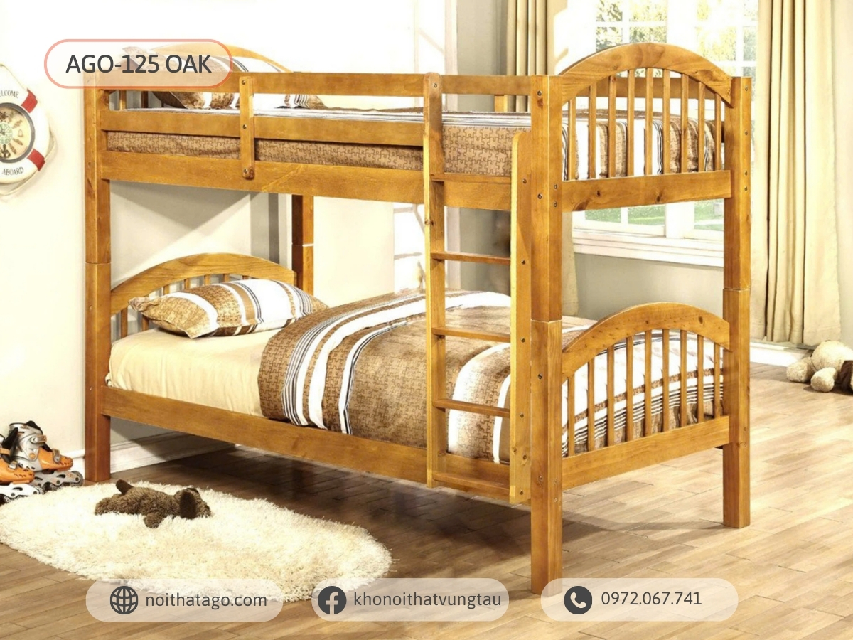 Giường tầng gỗ thông AGO-125 (1m0-1m0)