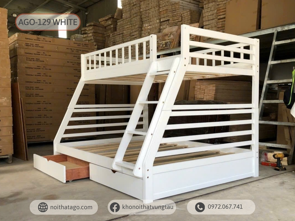Giường tầng gỗ thông AGO-129 (1m0/1m4)