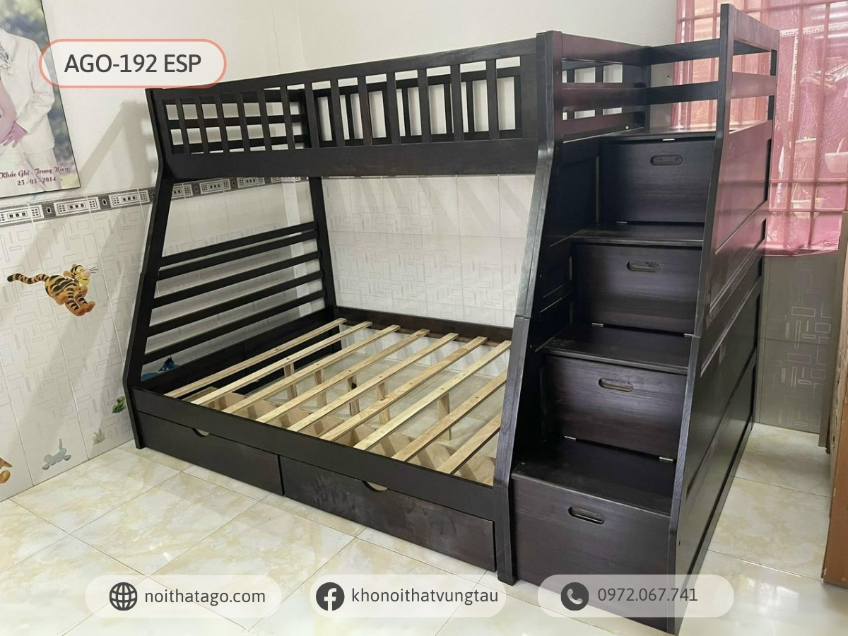 Giường tầng gỗ thông AGO-192 (1m00/1m40)