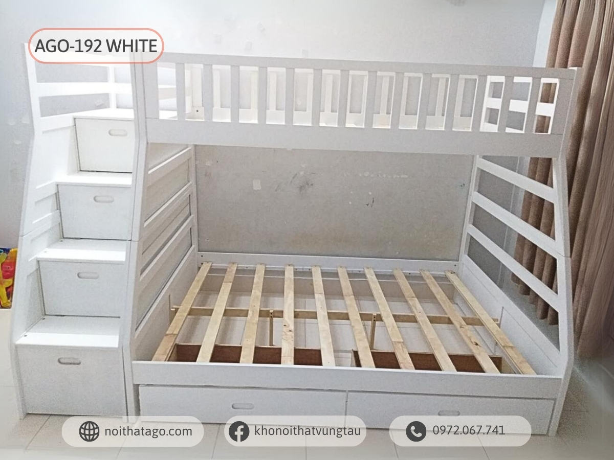 Giường tầng gỗ thông AGO-192 (1m00/1m40)