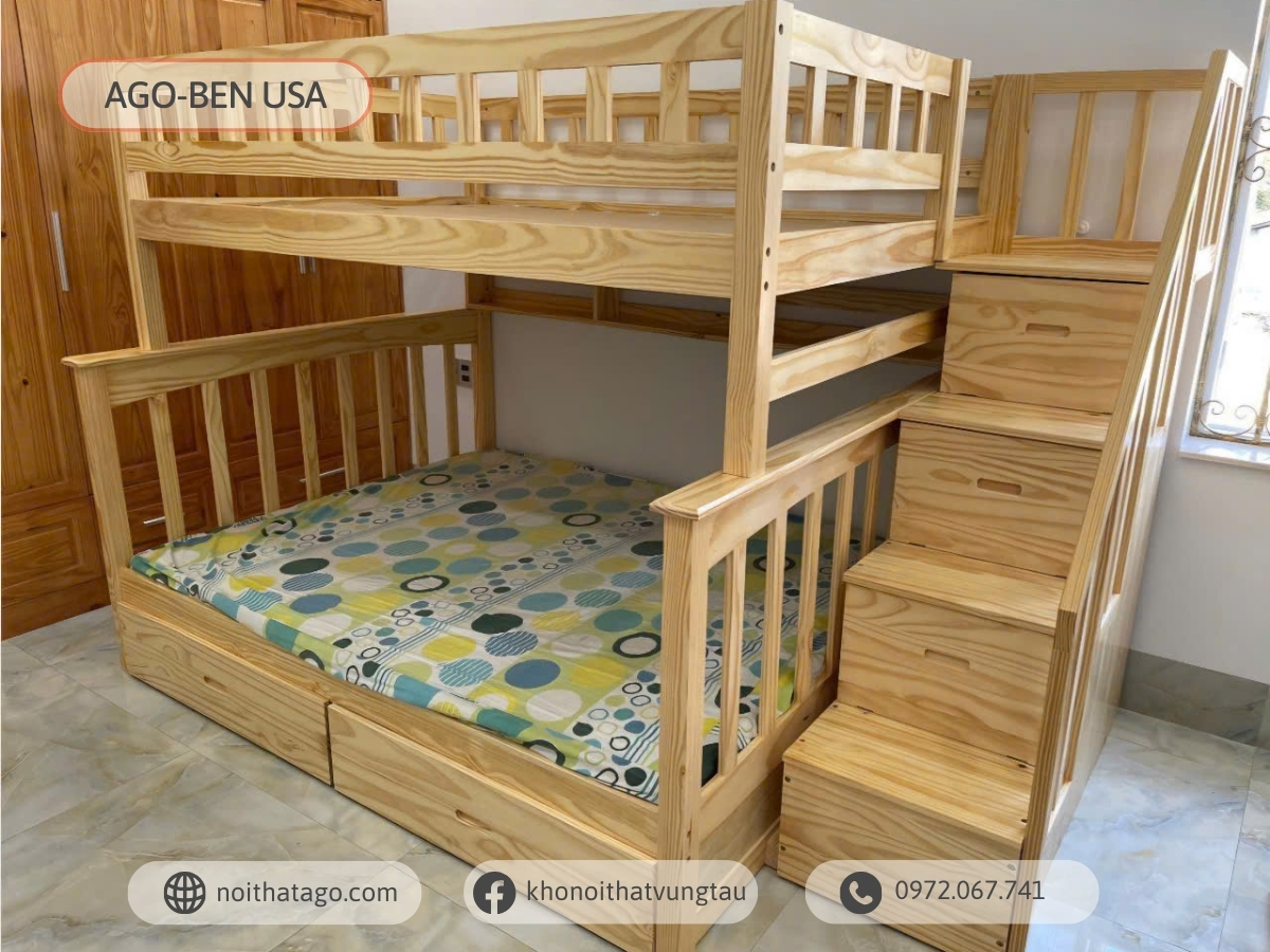 Giường tầng gỗ thông cao cấp | AGO-BENUSA24