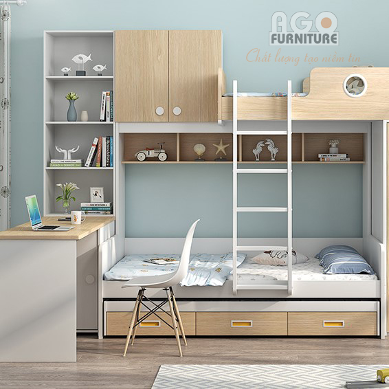 Giường tầng hiện đại, tích hợp nhiều chức năng | AGO-KID-GT03
