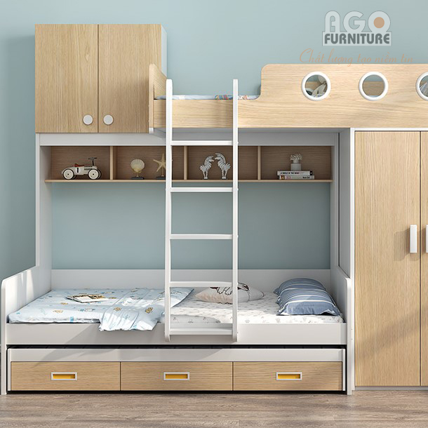Giường tầng hiện đại, tích hợp nhiều chức năng | AGO-KID-GT03