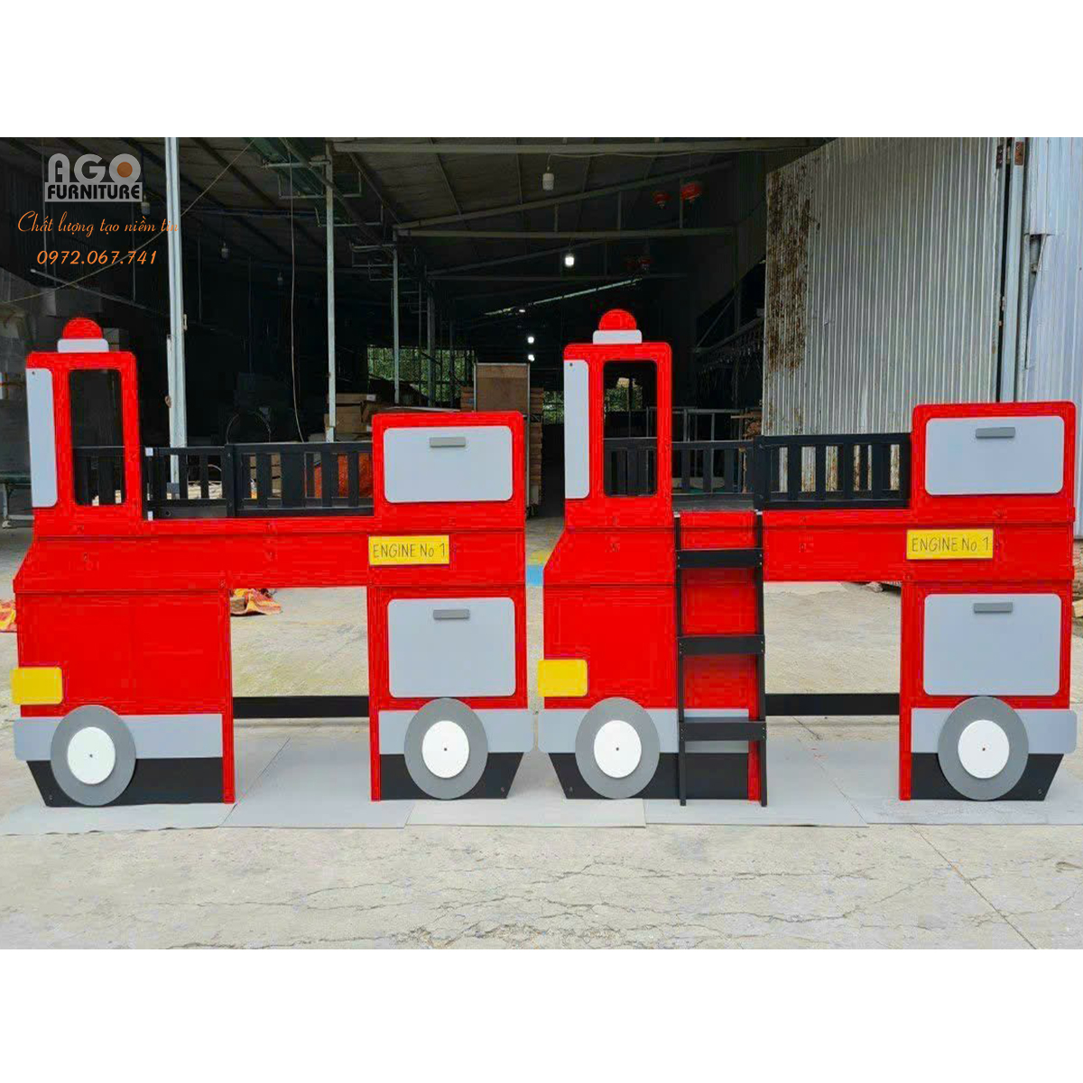 Giường tầng phòng bé trai hình xe ô tô| AGT-01CS