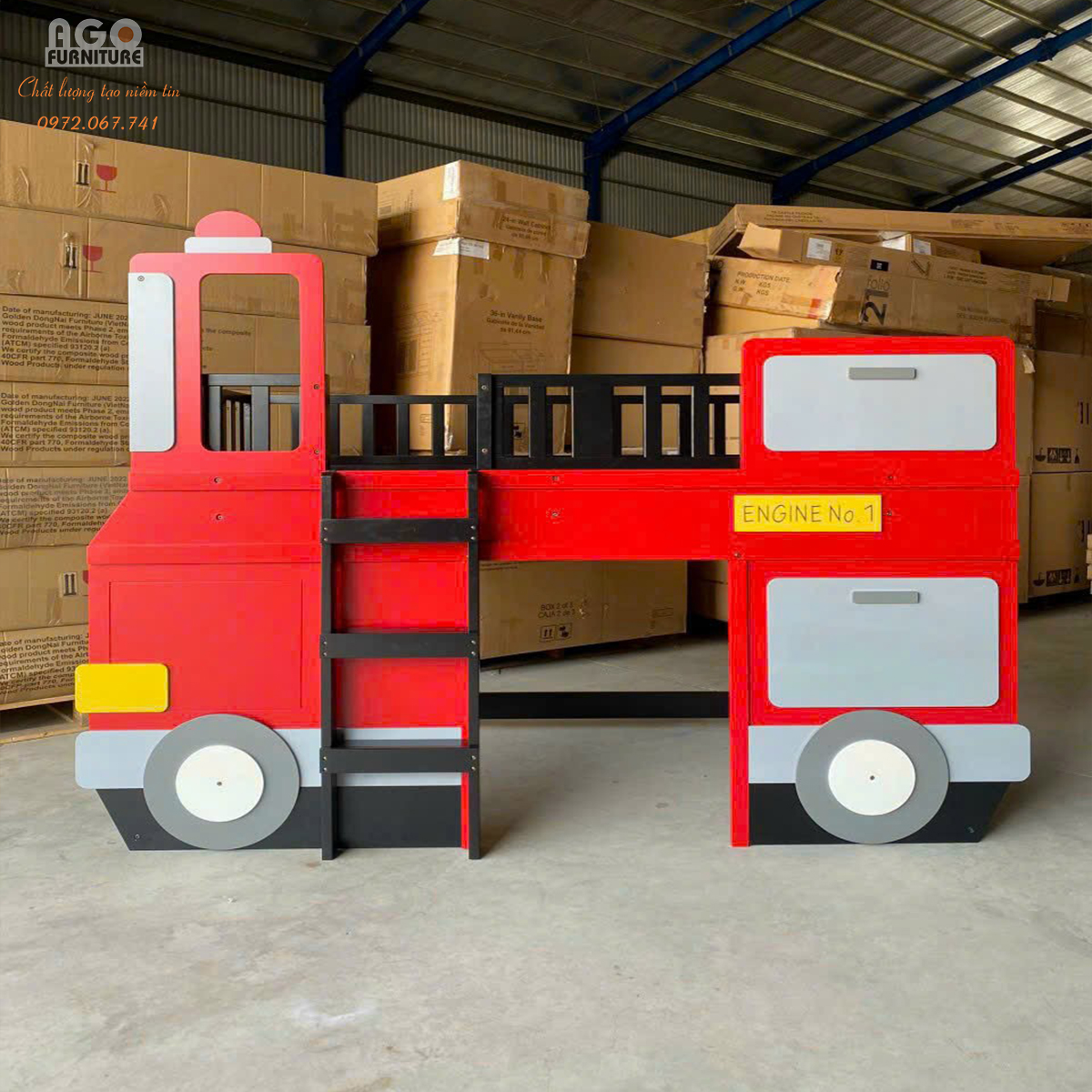 Giường tầng phòng bé trai hình xe ô tô| AGT-01CS