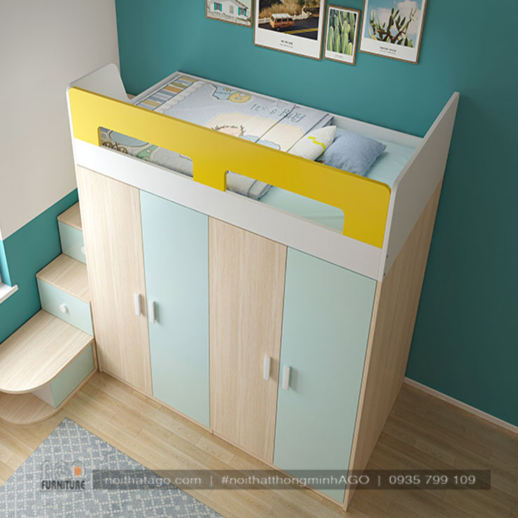 Giường tầng kết hợp tủ đồ | AGO-KID-GT25