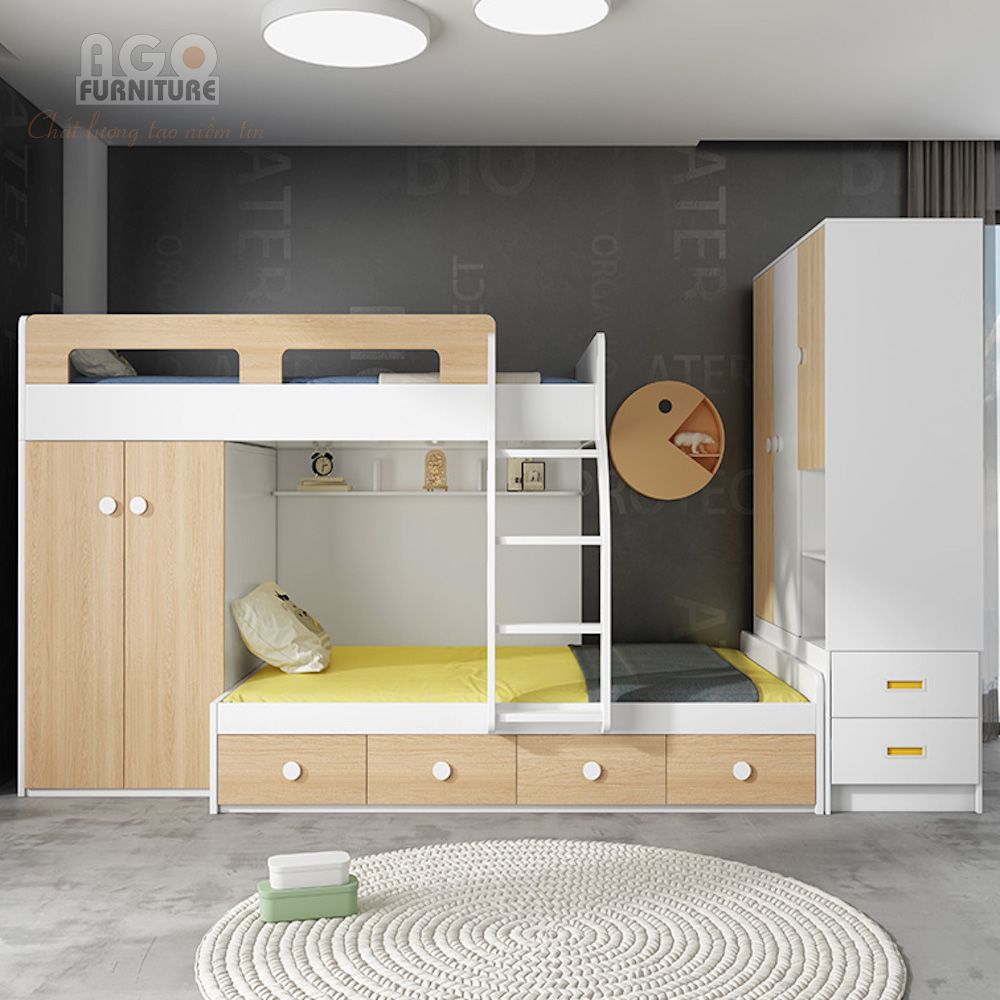 Giường tầng song song đa năng kết hợp tủ quần áo | KID-GT-70