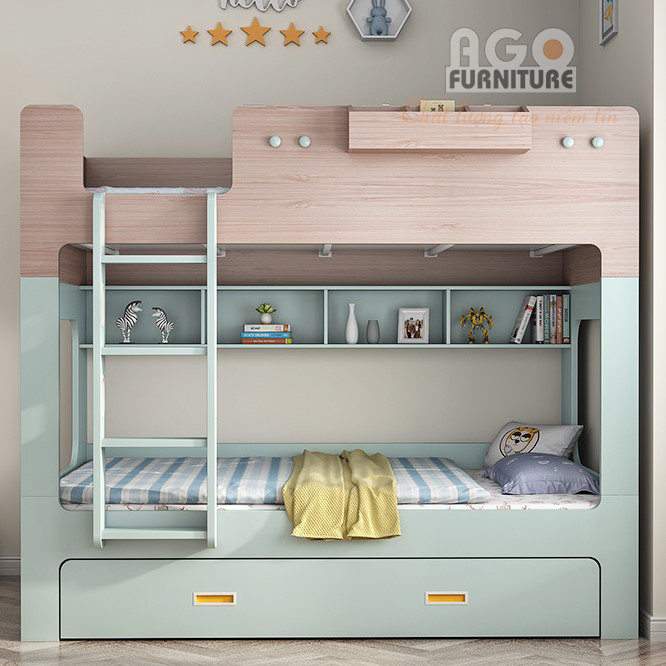 Giường tầng thiết kế kiểu hộp cho bé | AGO-KID-GT19